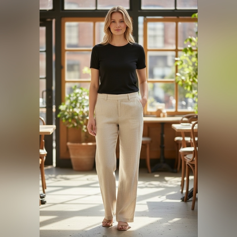 NWOT Banana Republic The Everyday Wide-Leg Martin Fit Linen Pant